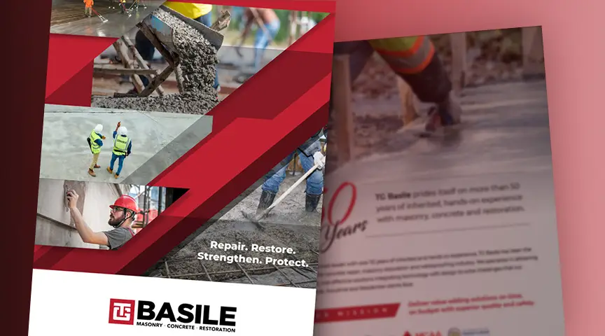 Discover TC Basile's 50+ years of expertise in concrete, masonry, and restoration through their detailed company brochure