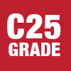 C25 concrete grade icon highlighting reliable mix used in domestic foundations, pathways, and light foot traffic areas