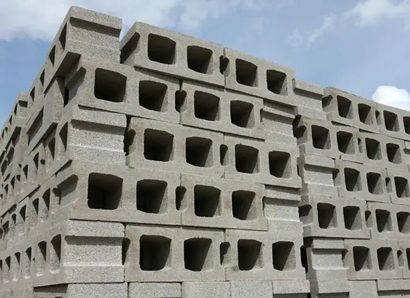 Stacked concrete blocks ready for construction. Ideal for strong foundations, walls, and structural support in any project
