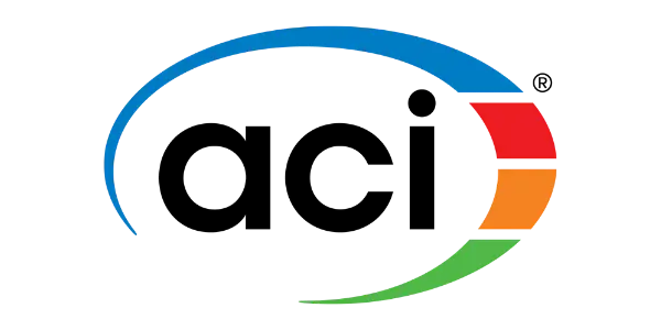 ACI Concrete Institute logo with colorful swoosh and bold black text