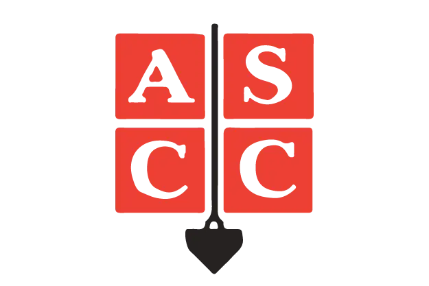 ASCC logo with red blocks and trowel